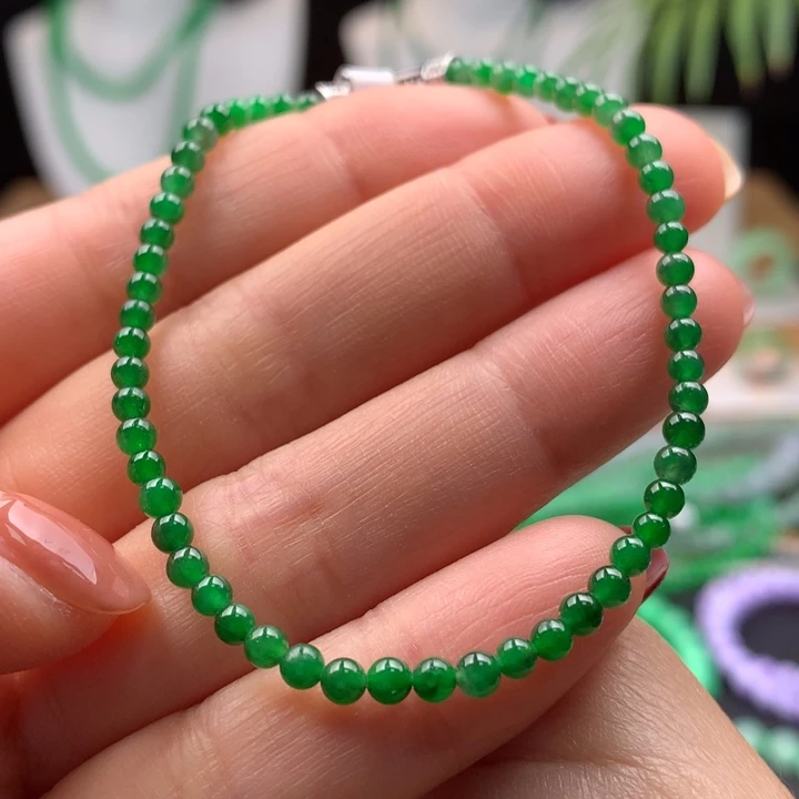翡翠未镶嵌手链天然缅甸A货翡翠 卡3mm