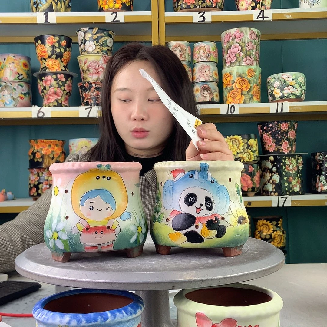 陶景德镇手工花盆101