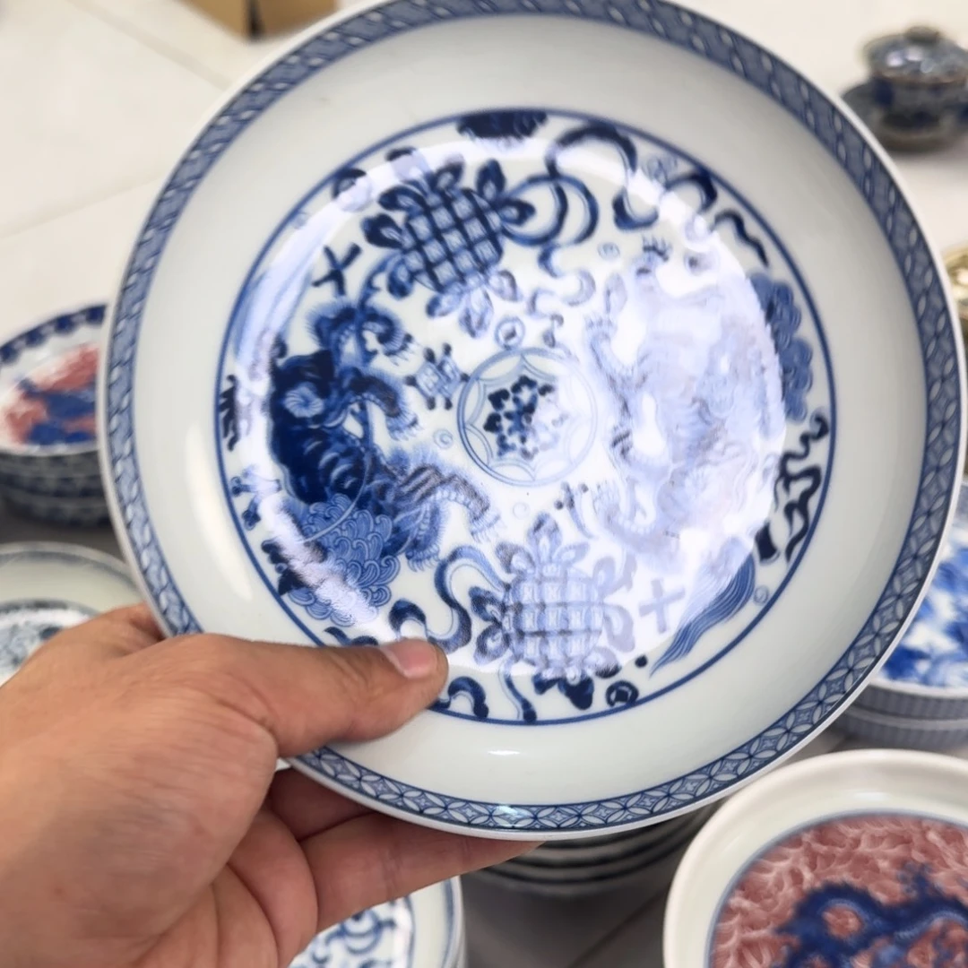 摆件青花狮子大壶承