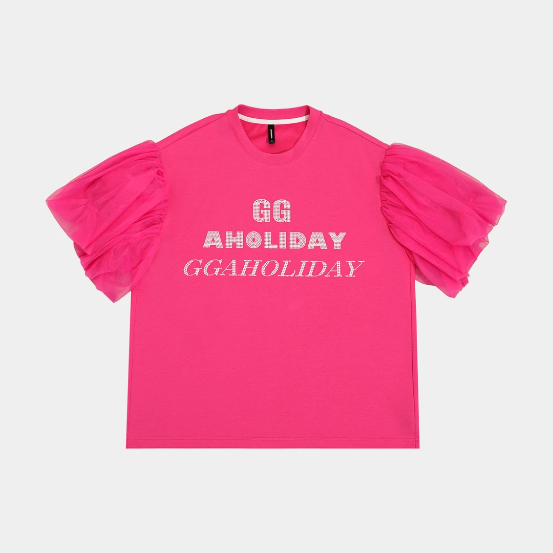 GGAHOLIDAY 原创设计夏季宽松休闲时尚洋气泡泡袖显瘦T恤-152497