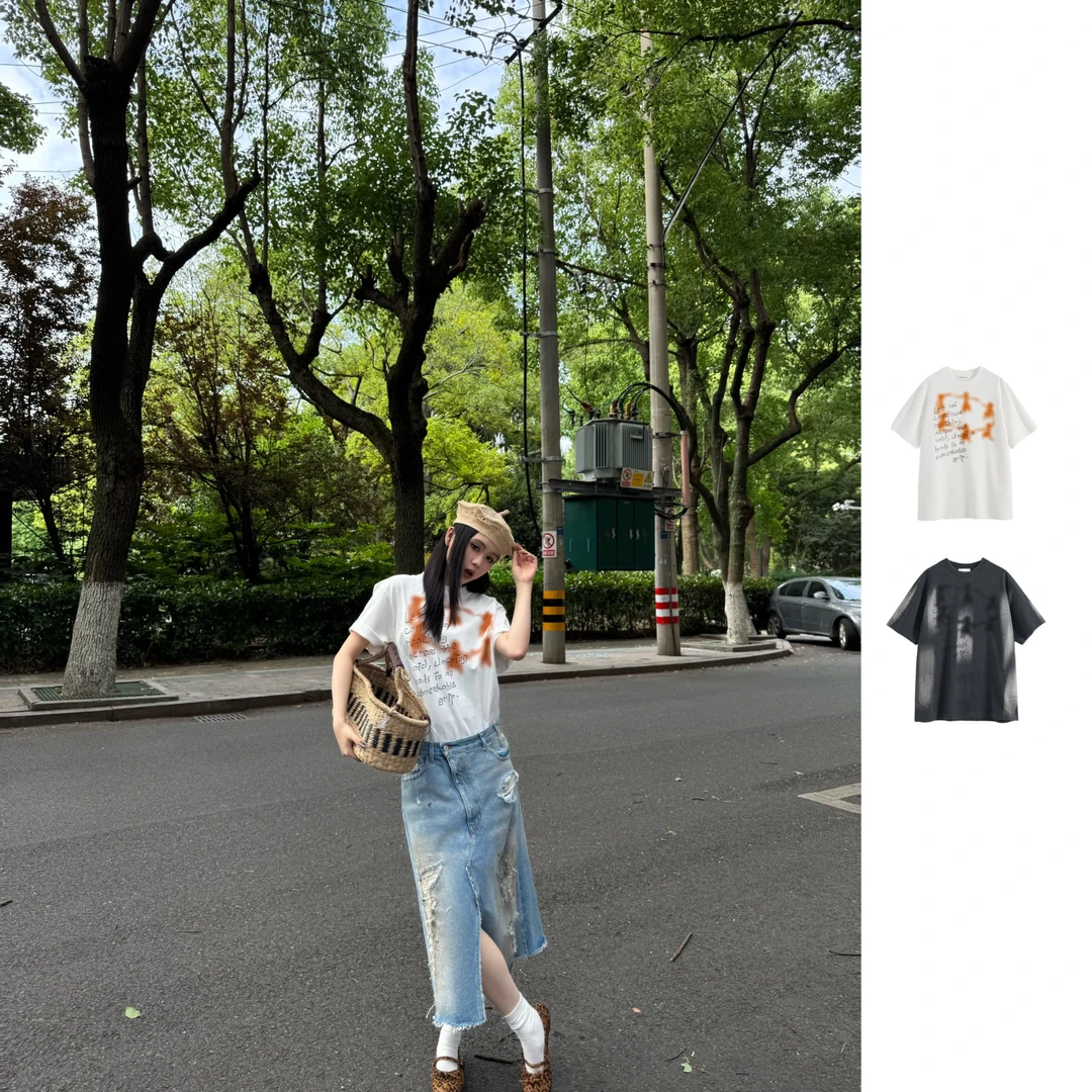 【SHORT SENTENCE 】25夏日胶囊25PFTS05/01-GY04/WT00牵手平面T恤