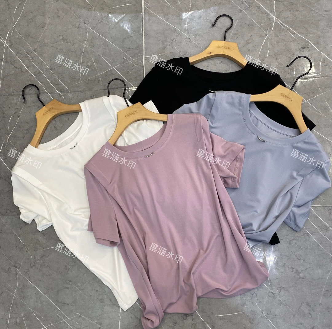 【墨涵精选】叠肩袖韩版气质时尚百搭简约显瘦T恤27356