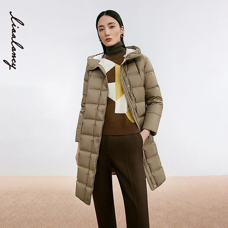 【专柜同款】长款直筒连帽厚款显瘦羽绒服女