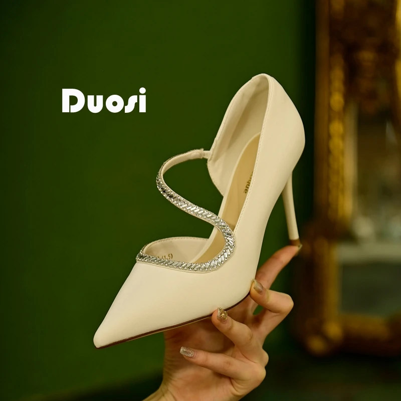 【DUOSI】8cm水钻名媛风晚会鞋女细跟高跟鞋时尚尖头单鞋K9918-1