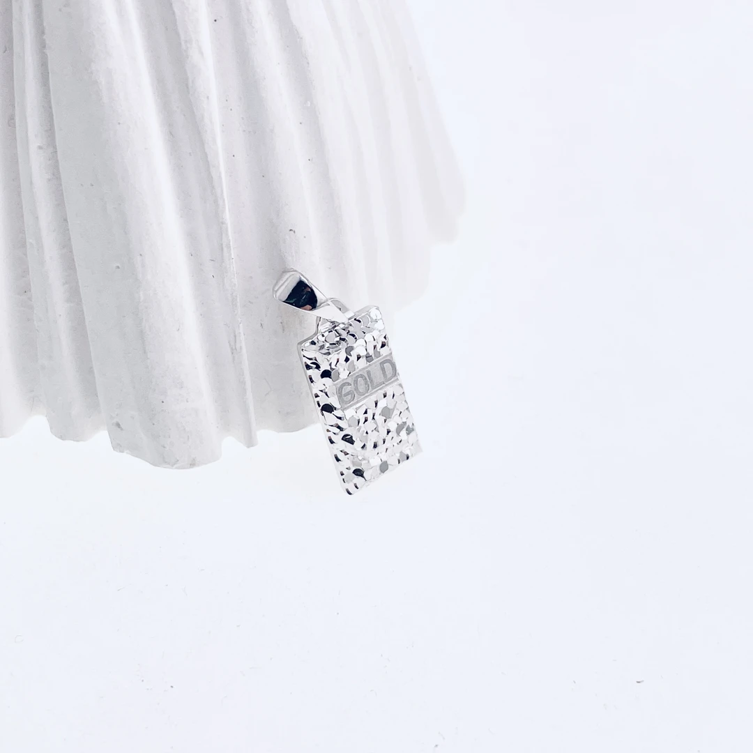 铂金Pt950碎碎冰实心金砖吊坠（大、小）