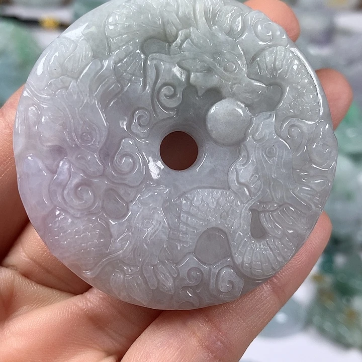 翡翠未镶嵌颈饰仿古九龙牌两面工艺福利