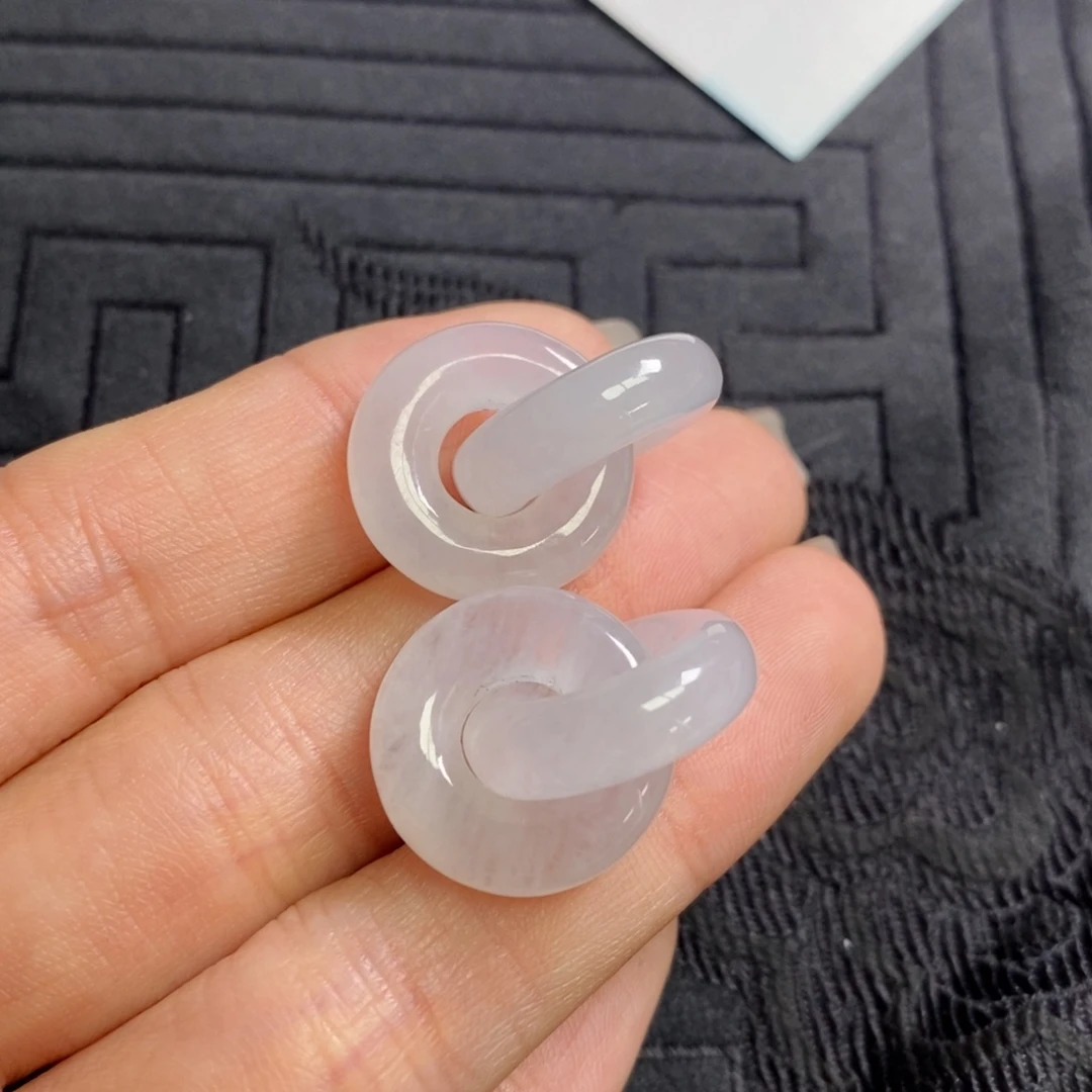 翡翠未镶嵌耳饰高冰大双环