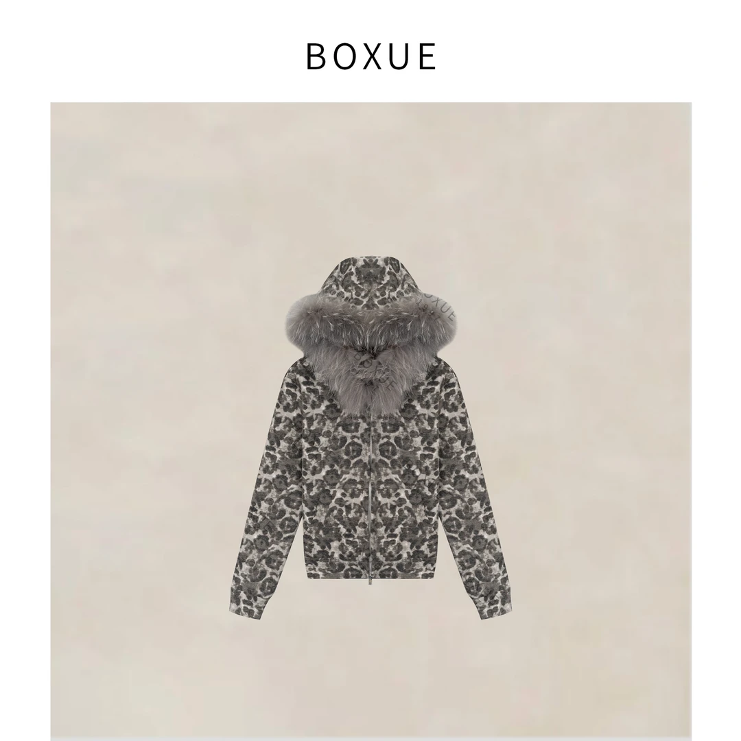 BOXUE“至珍”2025秋冬高级感连帽貉子毛领轻奢 外套#250923W5125