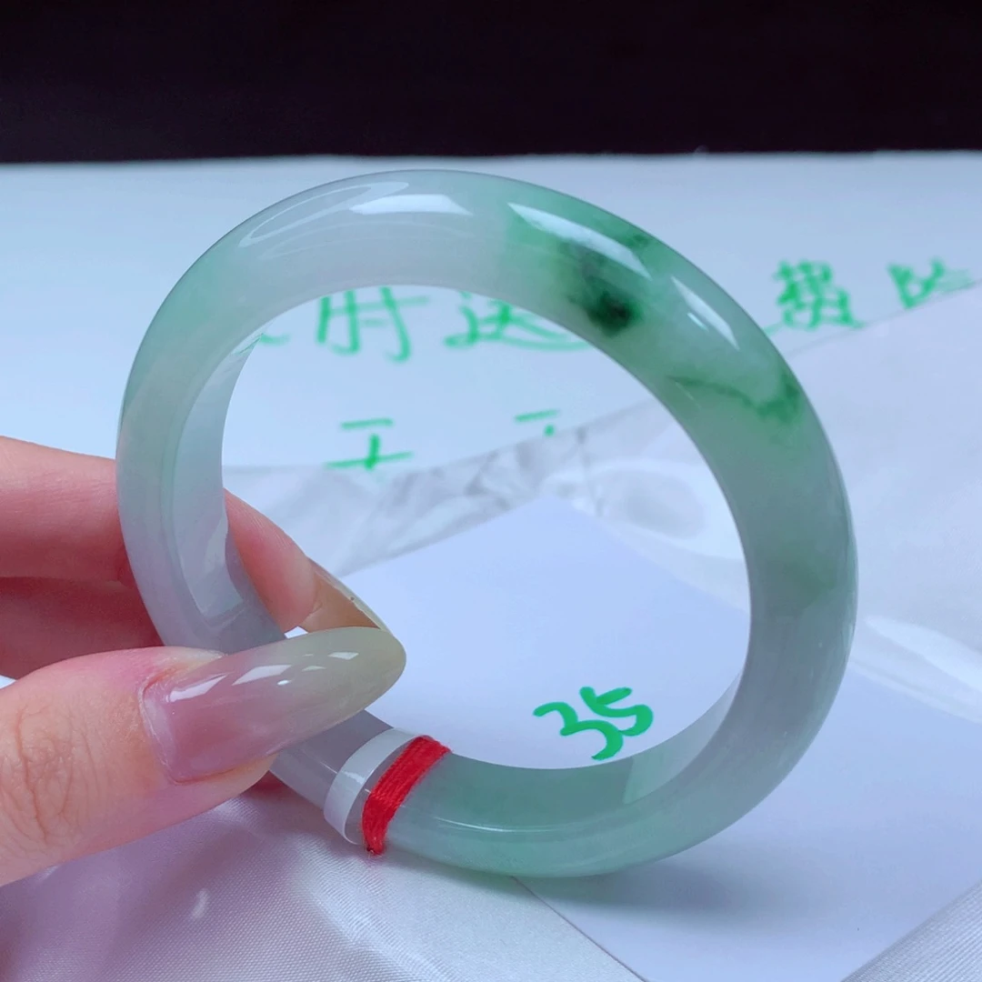 未镶嵌手镯翡翠天然缅甸翡翠A货手镯 35号