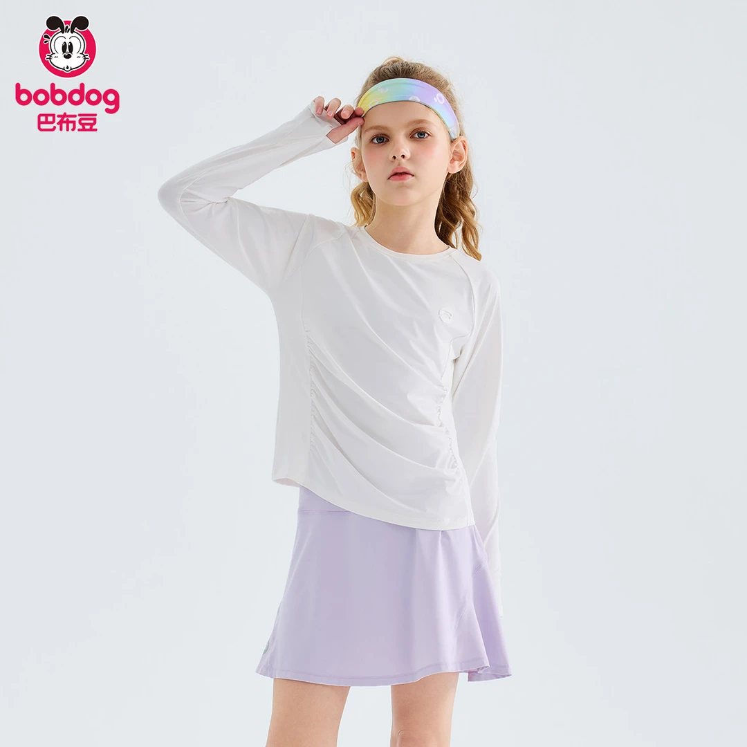 巴布豆2026夏装新款 运动户外凉感防晒长袖T恤运动衣女童