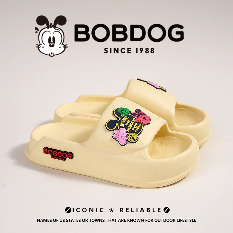 Bobdog/巴布豆浴室防臭EVA卡通儿童夏季外穿居家软底通用亲子拖鞋