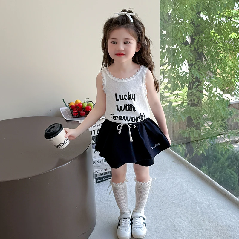女童套装2025新款儿童洋气时髦女宝宝夏季背心短裤两件套童装潮