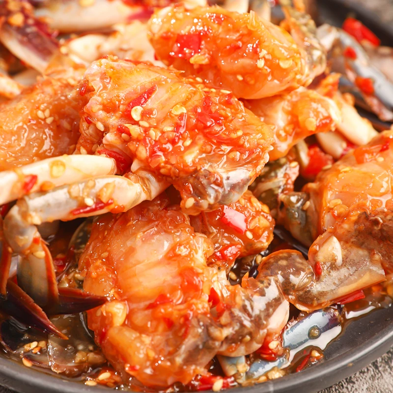 泰式甜辣蟹块生腌蟹300g罐装梭子蟹即食海鲜新鲜美味甜辣蟹下酒菜