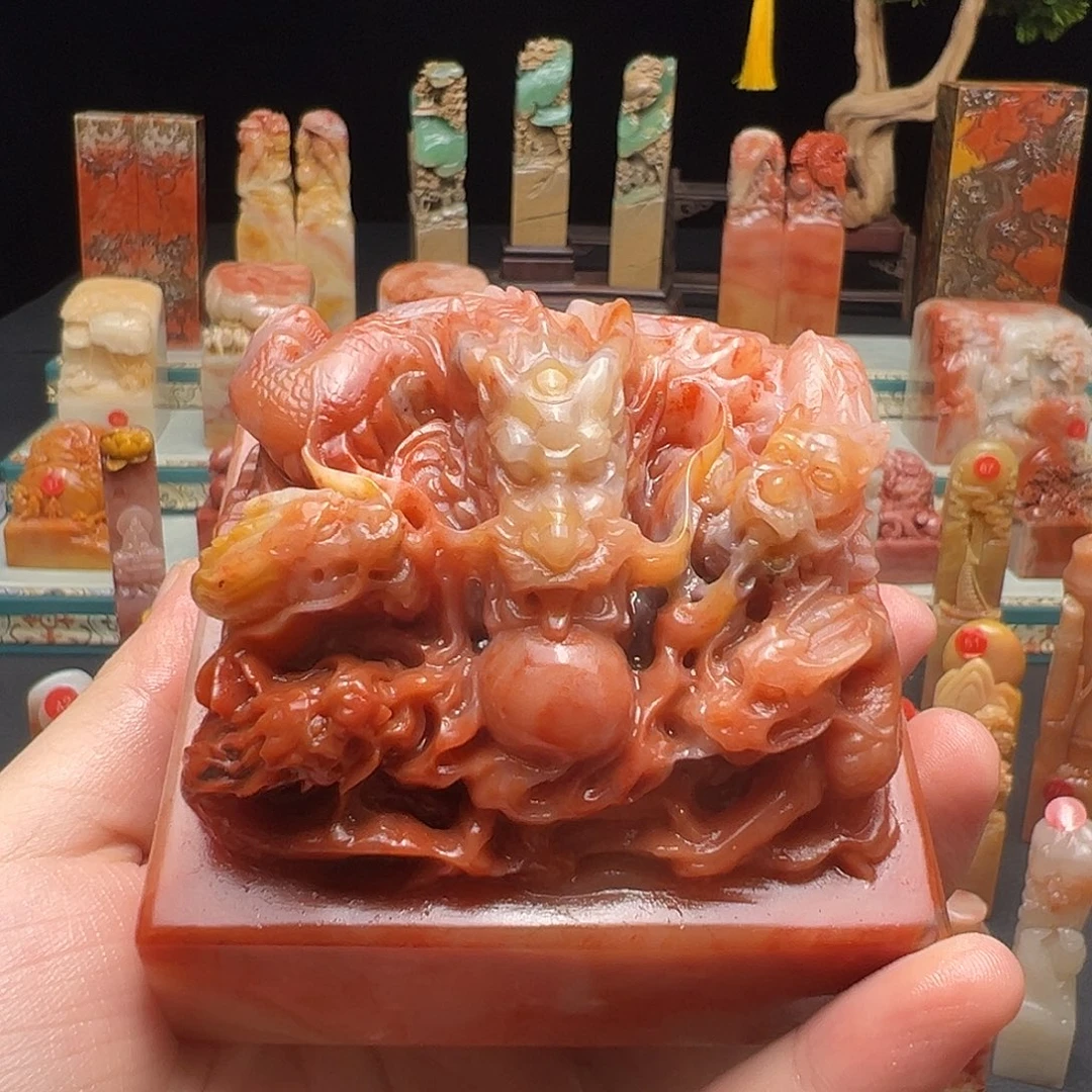 倾***笑寿山石印石手工制作