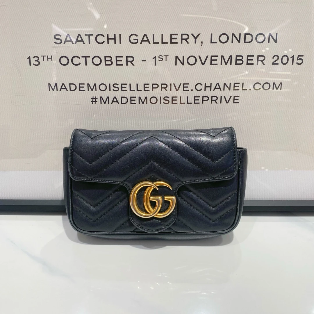 95新 GUCCI/古驰 Gucci 马蒙mini黑金（14103）