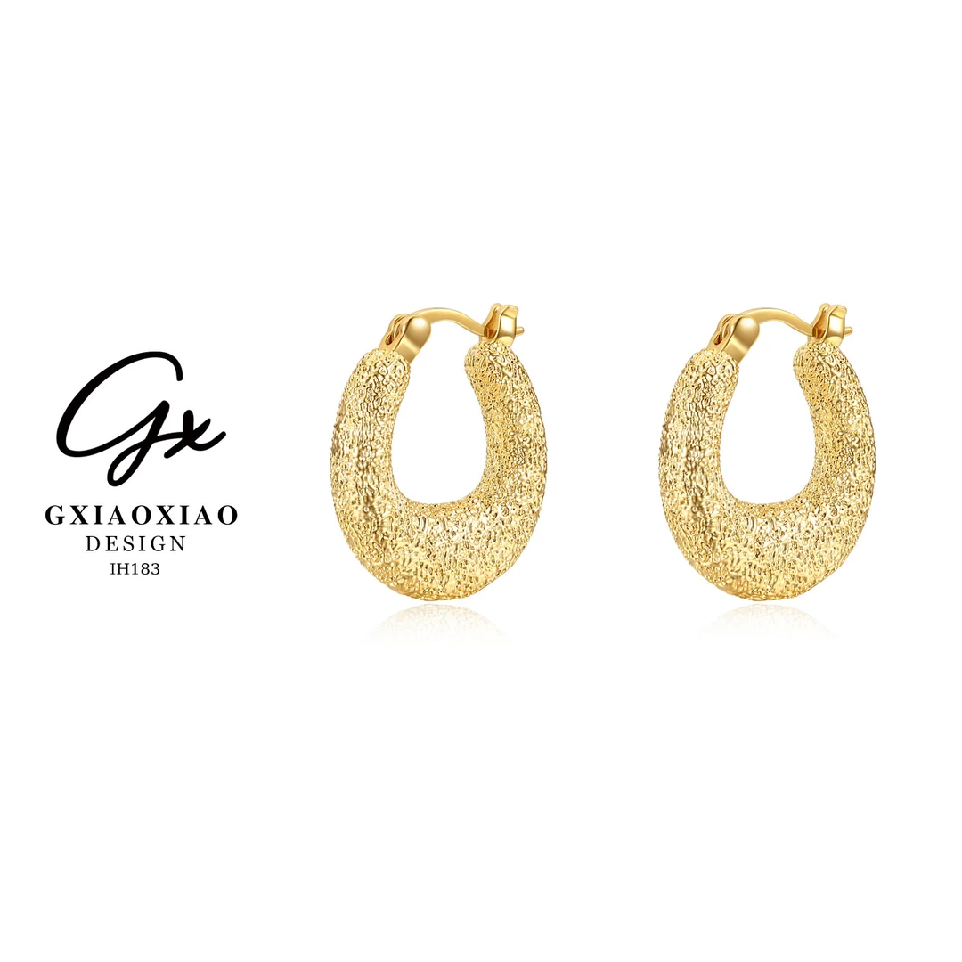 G XIAOXIAO 镀K金 【指月】法式复古高级感不规则耳环 IH183