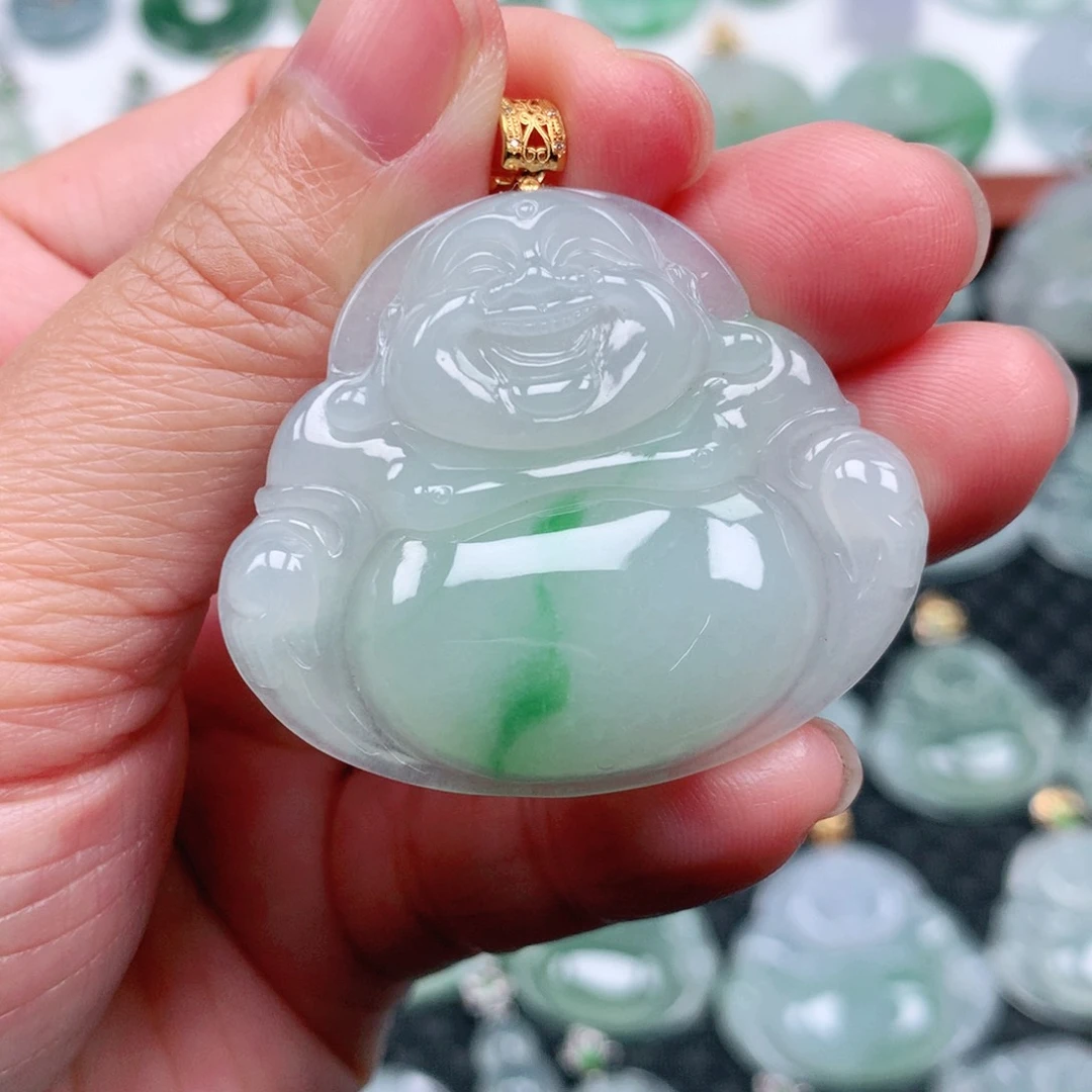 翡翠吊坠(不含链)18K金镶嵌