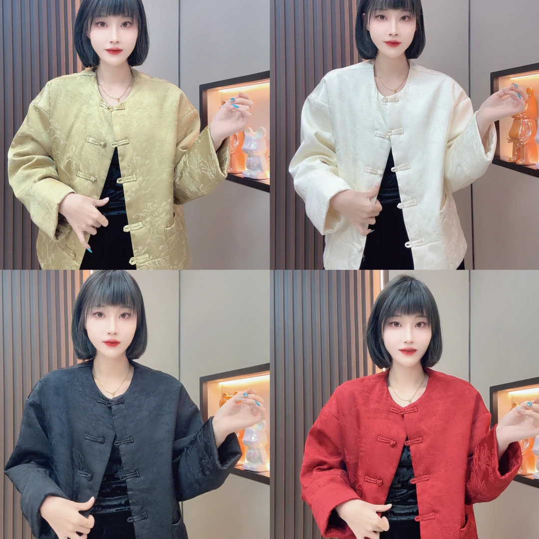 敏宝儿➕1962新中式复古盘扣提花夹棉拜年贵气松弛感棉服