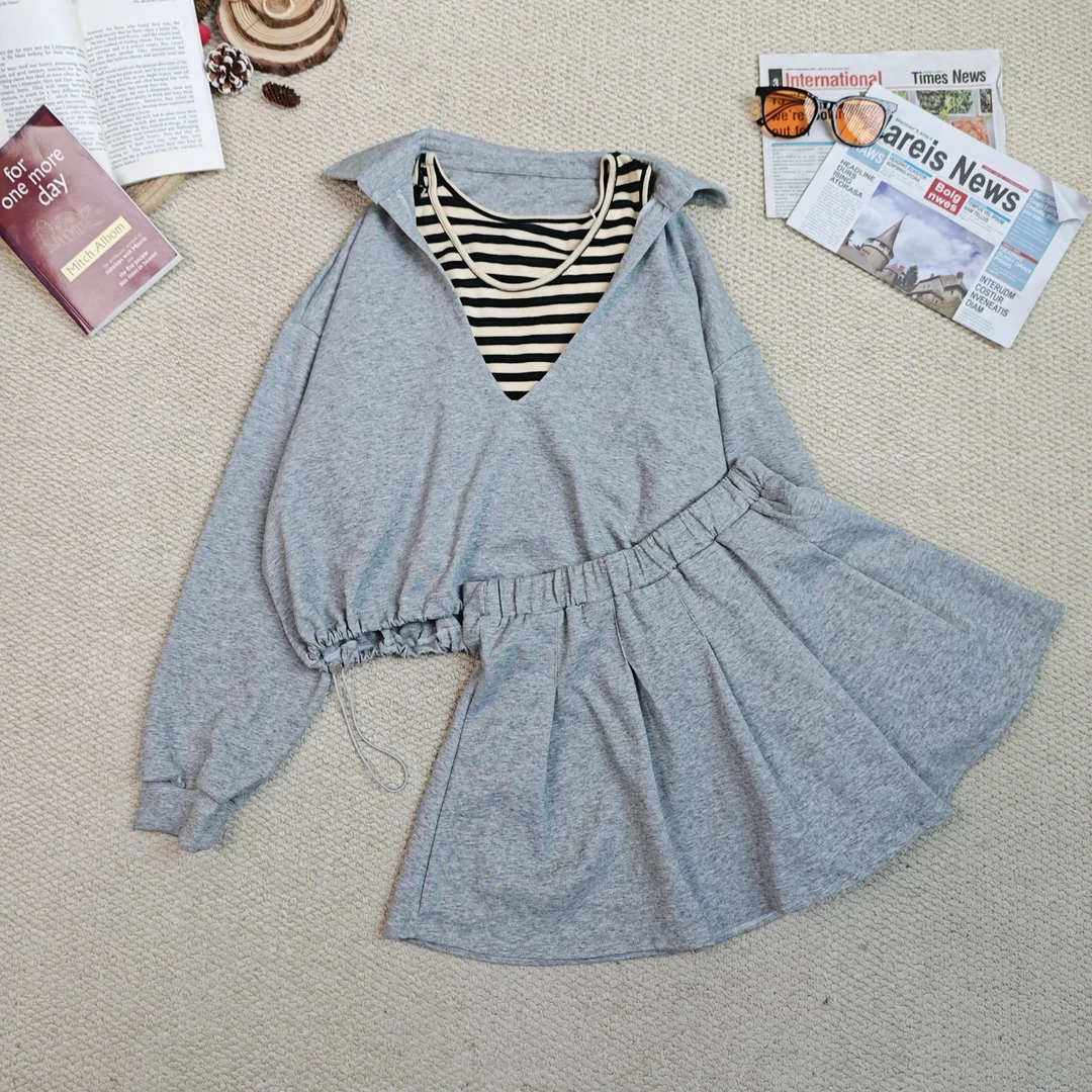 2025春季新款时尚百搭休闲纯色三件套套装9893