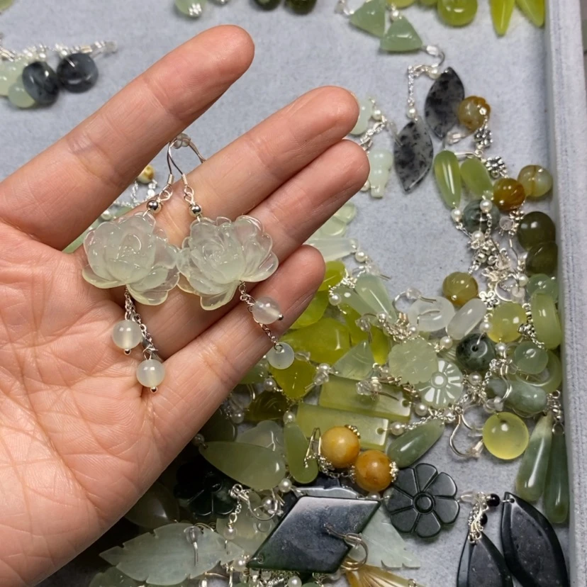 【闪购商品】蛇纹石玉未镶嵌挂件耳饰耳环项链