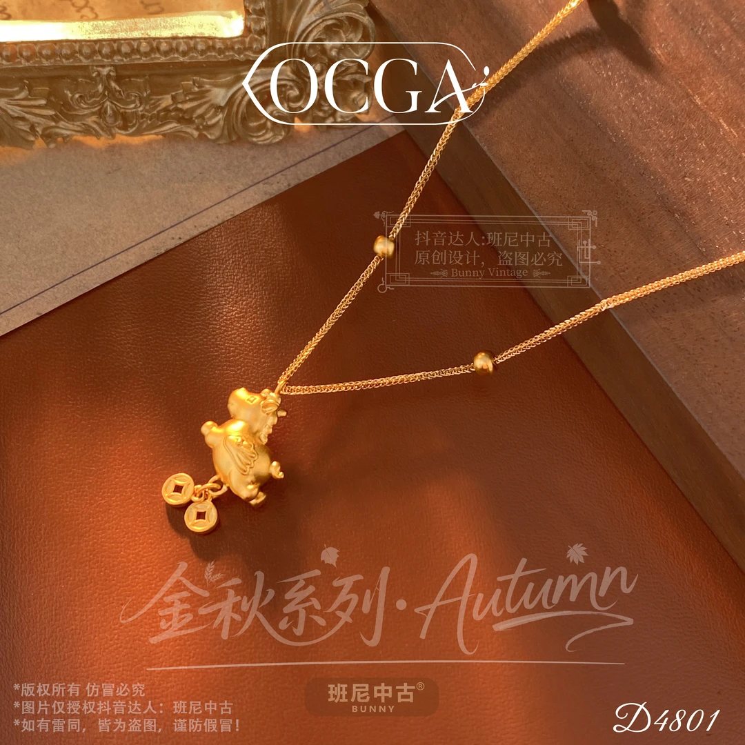镀k金 D4801法【多财飞马】OCGA 欧斯伽斯项链
