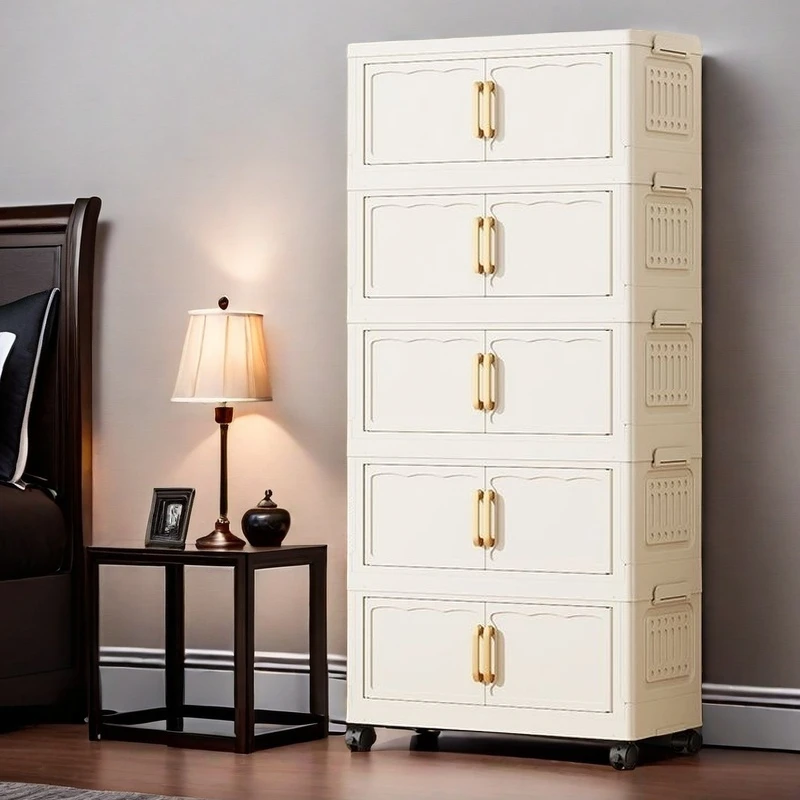 水波纹折叠式儿童衣柜收纳柜置物柜卧室塑料收纳箱床头柜