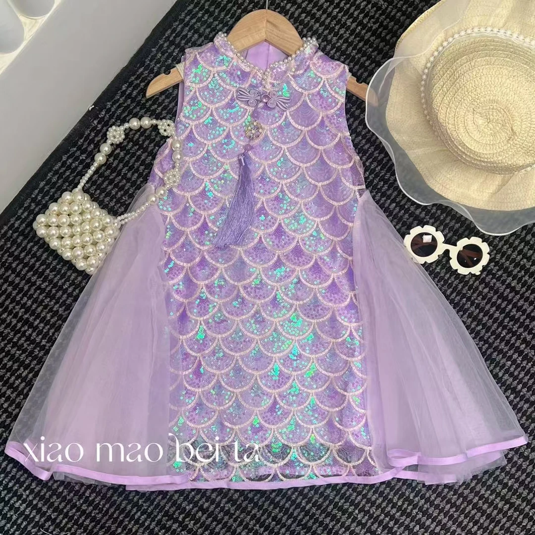 2025新款时尚女宝美人鱼连衣裙