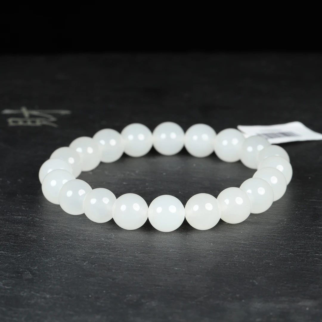 汪氏珠宝【央广】和田玉白玉圆珠手串 F038-0738 多样性发其一