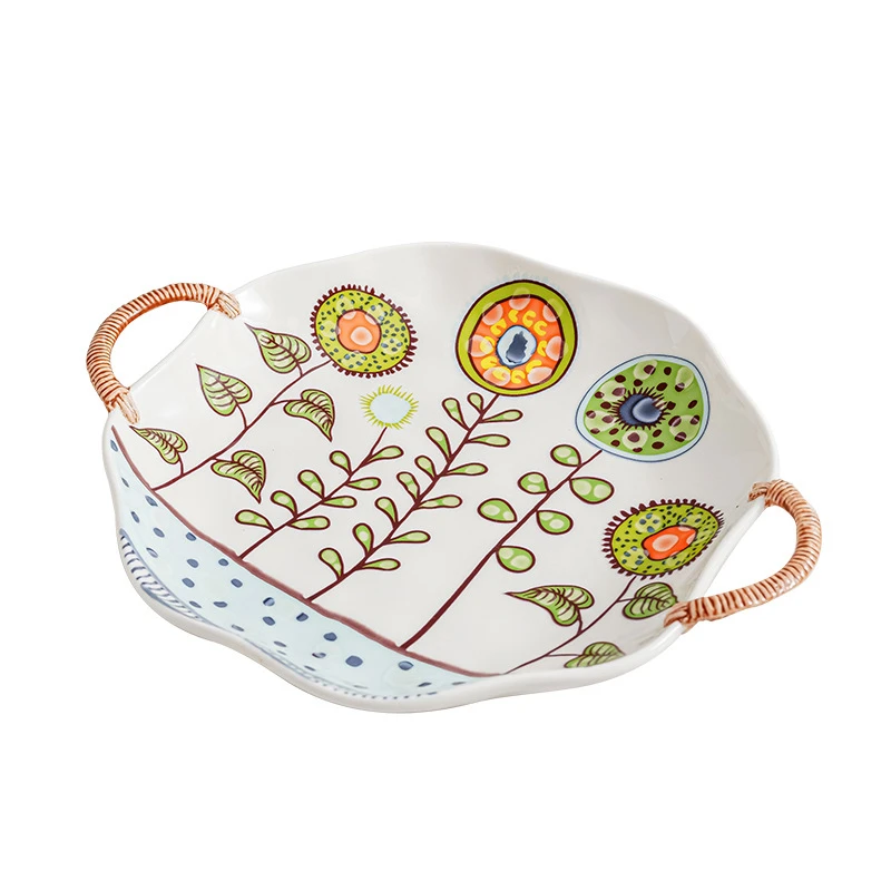 美辰达陶瓷-太阳花系列9.25寸双耳圆盘TY007