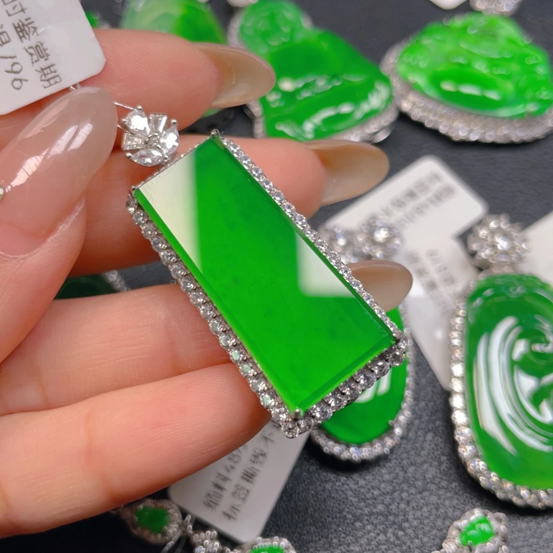 翡翠银S925镶嵌吊坠(不含链)