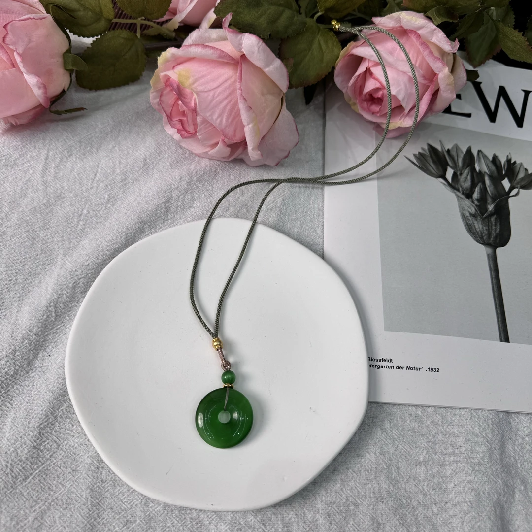 高定珠宝猫眼碧玉平安扣HF1503S018