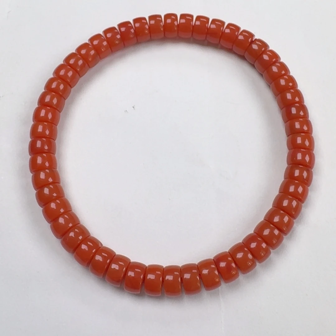 南红玛瑙未镶嵌满肉药片手串单圈6+