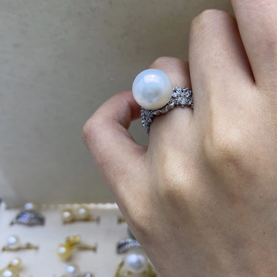 戒指淡水珍珠银S925镶嵌