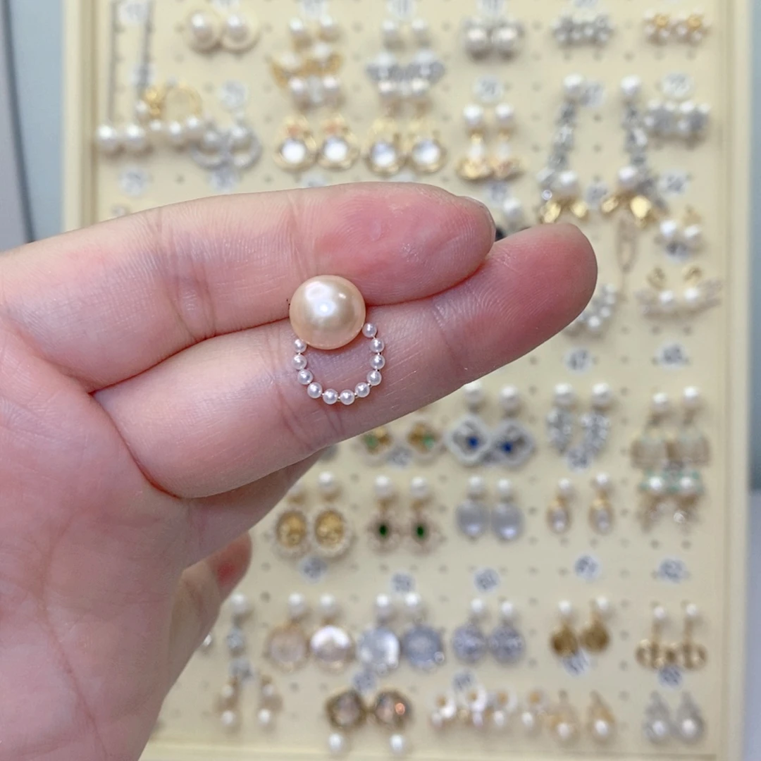 耳饰银S925镶嵌淡水珍珠