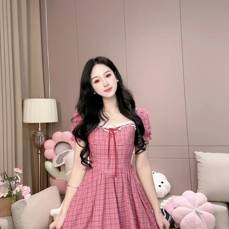 【红色庄园】女装收腰设计款连衣裙春夏气质显瘦气质甜美长裙