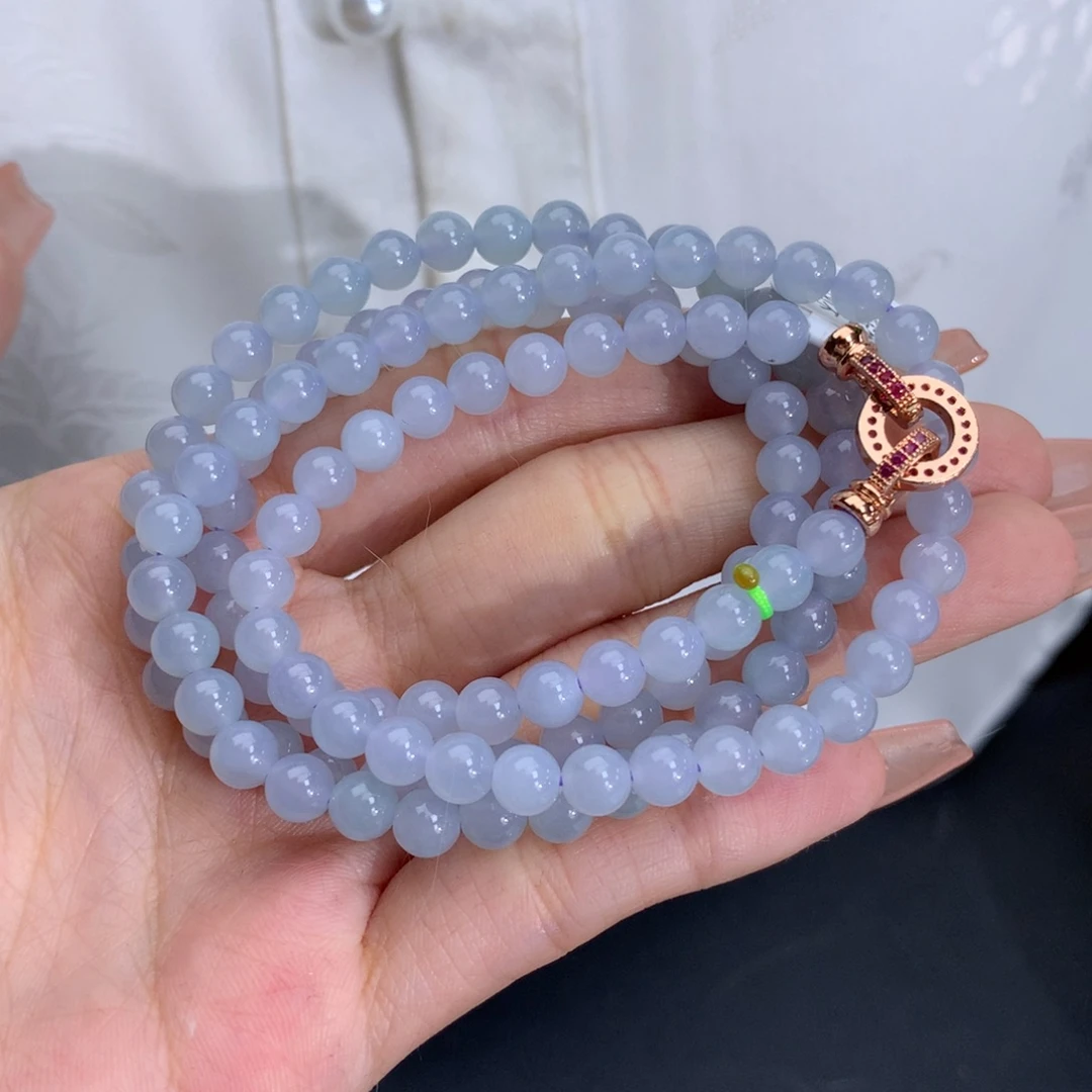 翡翠手链未镶嵌卡5.4冰胶紫项链