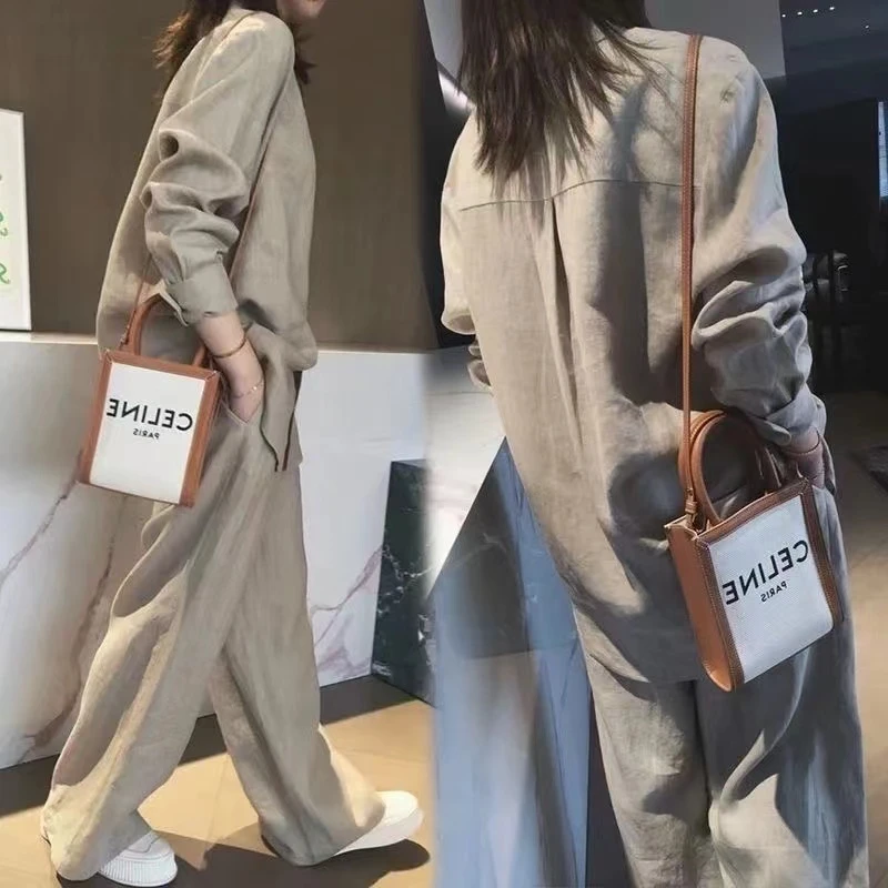 老钱风时尚套装夏季遮肉显瘦藏青色慵懒宽松衬衫阔腿休闲短款外套