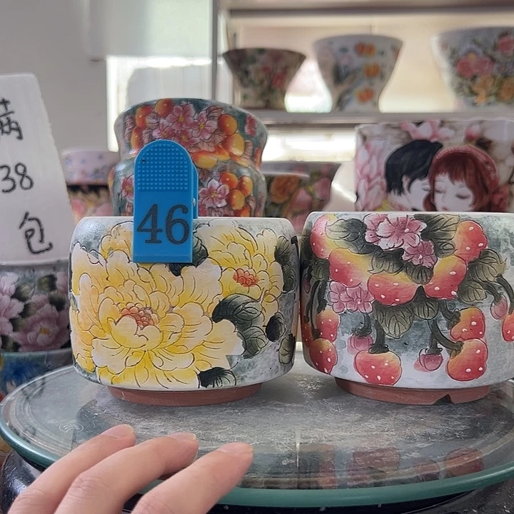 景德镇手绘花盆满38包邮偏远地区除外