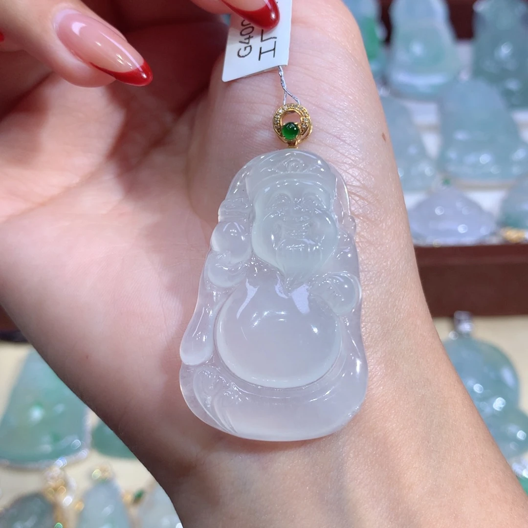 吊坠(不含链)18K金镶嵌翡翠