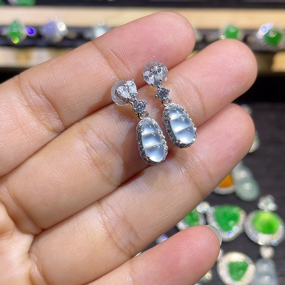 翡翠银S925镶嵌耳坠