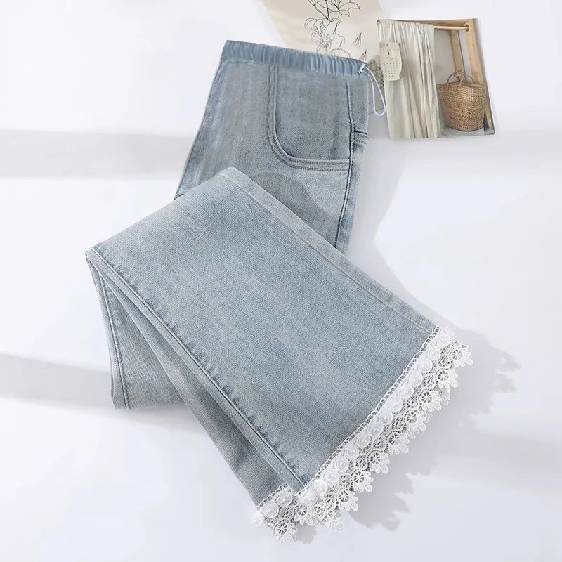 孕妇裤子夏季薄款外穿2025新款夏装不勒肚微喇叭裤夏天打底牛仔裤