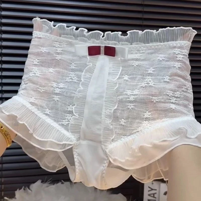 蕾丝提花高腰女士内裤性感透明网纱大码三角裤包臀大码百搭