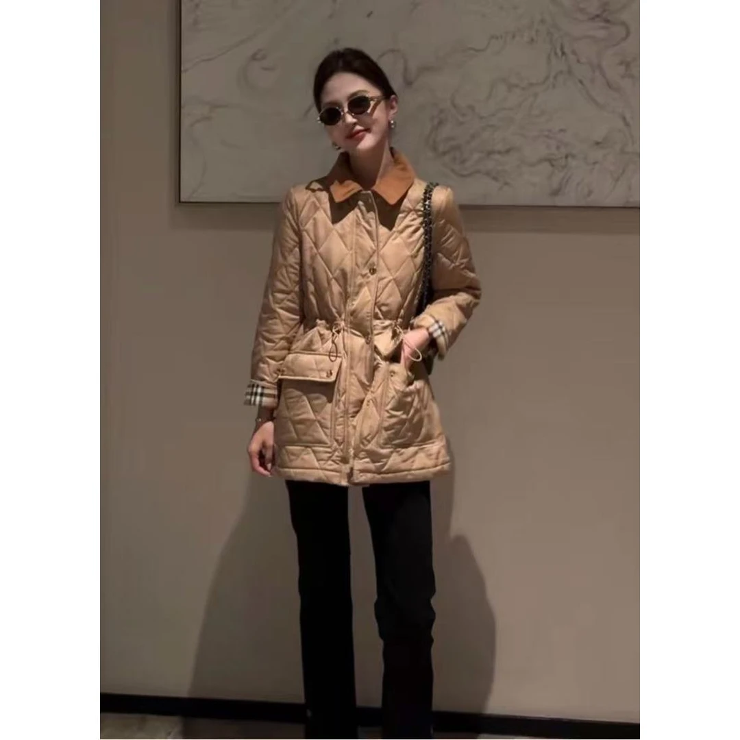 WENNI 巴小姐绗棉极简主义菱格收腰棉服25669