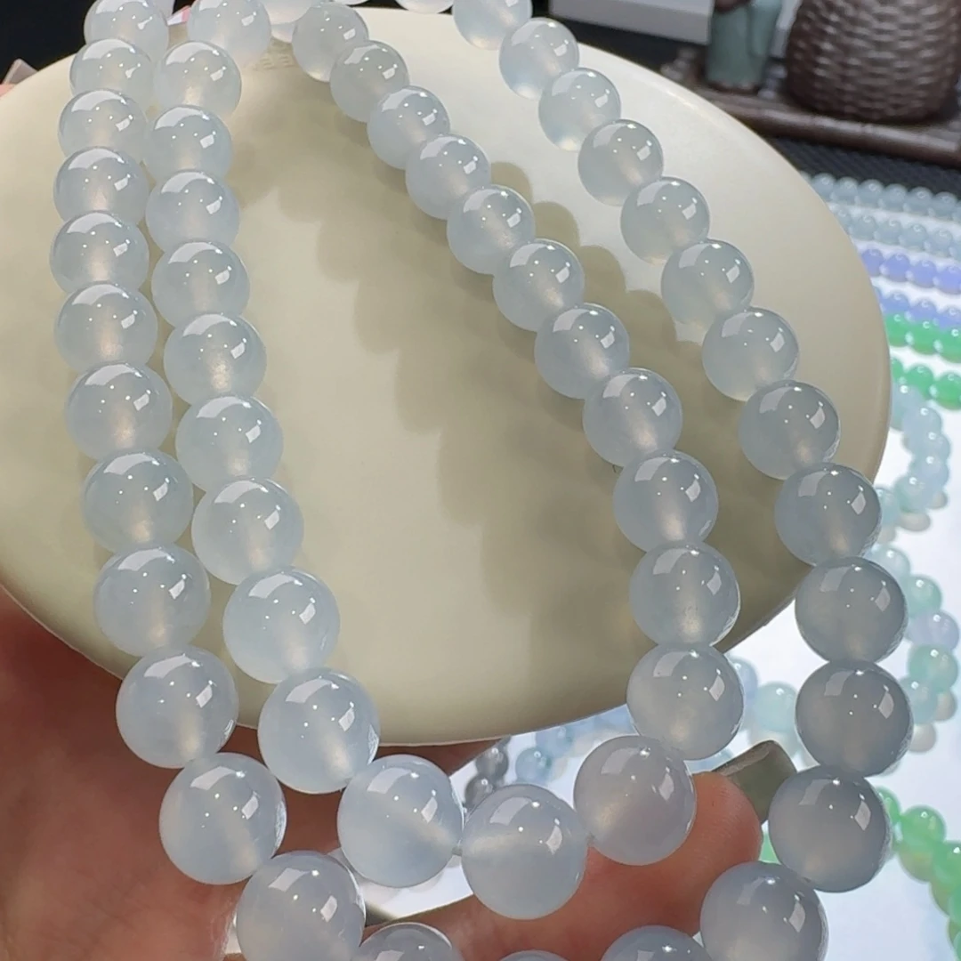 翡翠手链未镶嵌白月光项链卡10 纯净！大漏！