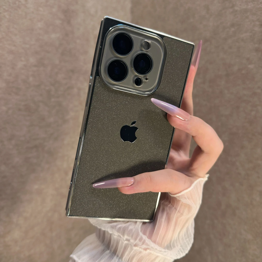 方形奢华闪粉适用苹果16promax手机壳全包15个性14时尚13创意女款