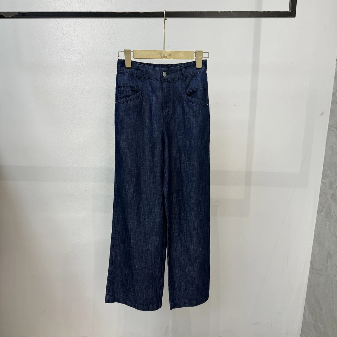 【麦丝】休闲时尚百搭宽松显瘦高腰直筒阔腿汉麻裤 ZX-3309-2