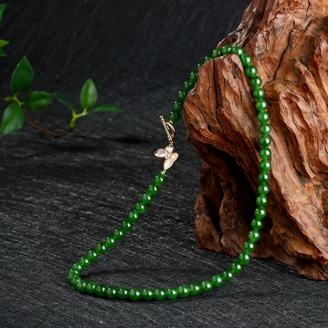 【蝶梦】碧玉项链蝴蝶7-8mm多样发一件