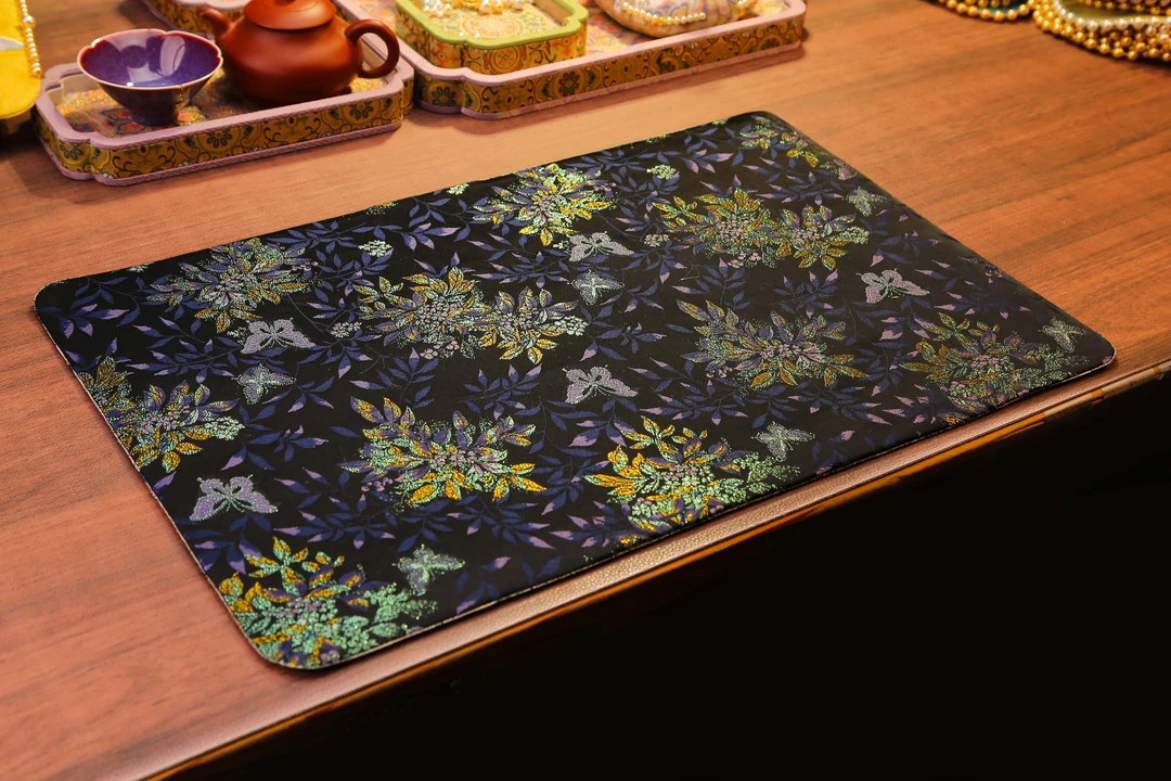 CX1109 大程造物 织金桂花蝴蝶织锦缎 手工轻奢高档茶席 茶壶杯垫