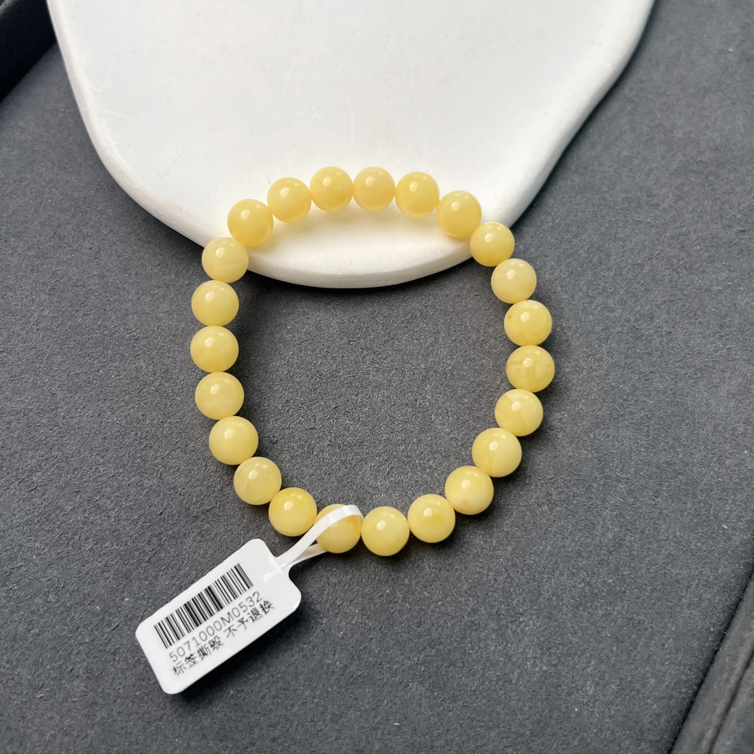 蜜蜡满蜡圆珠手串8mm