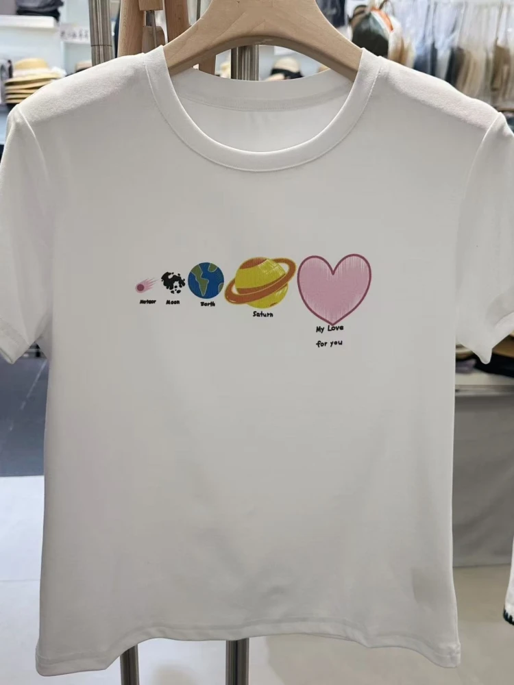 【济州岛】多巴胺星球爱心印花短袖